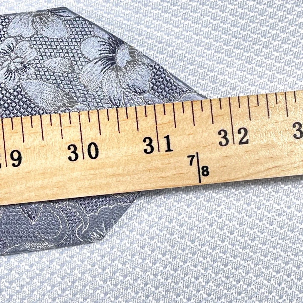 Paul Fredrick Silver Floral Silk Jacquard Necktie Men's Formal‎ Dress Tie